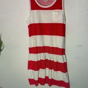 Red and White Striped Kids Swim Dress